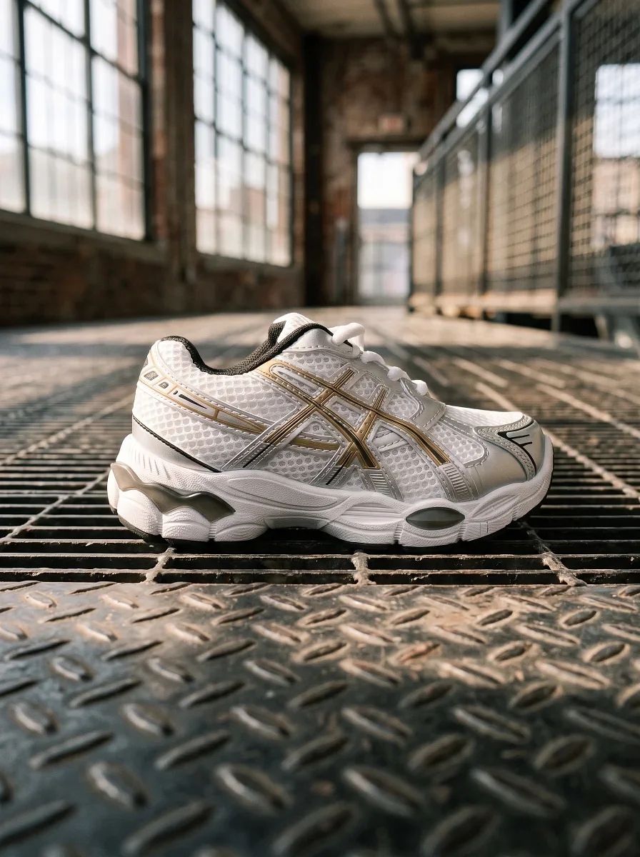 كوتشي أطفال ASICS رياضي مريح - أبيض وفضي - صورة 1